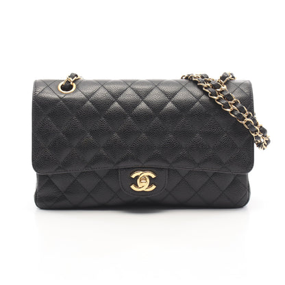 マトラッセ Wフラップ Wチェーンショルダーバッグ キャビアスキン ブラック ゴールド金具 シャネル バッグ CHANEL