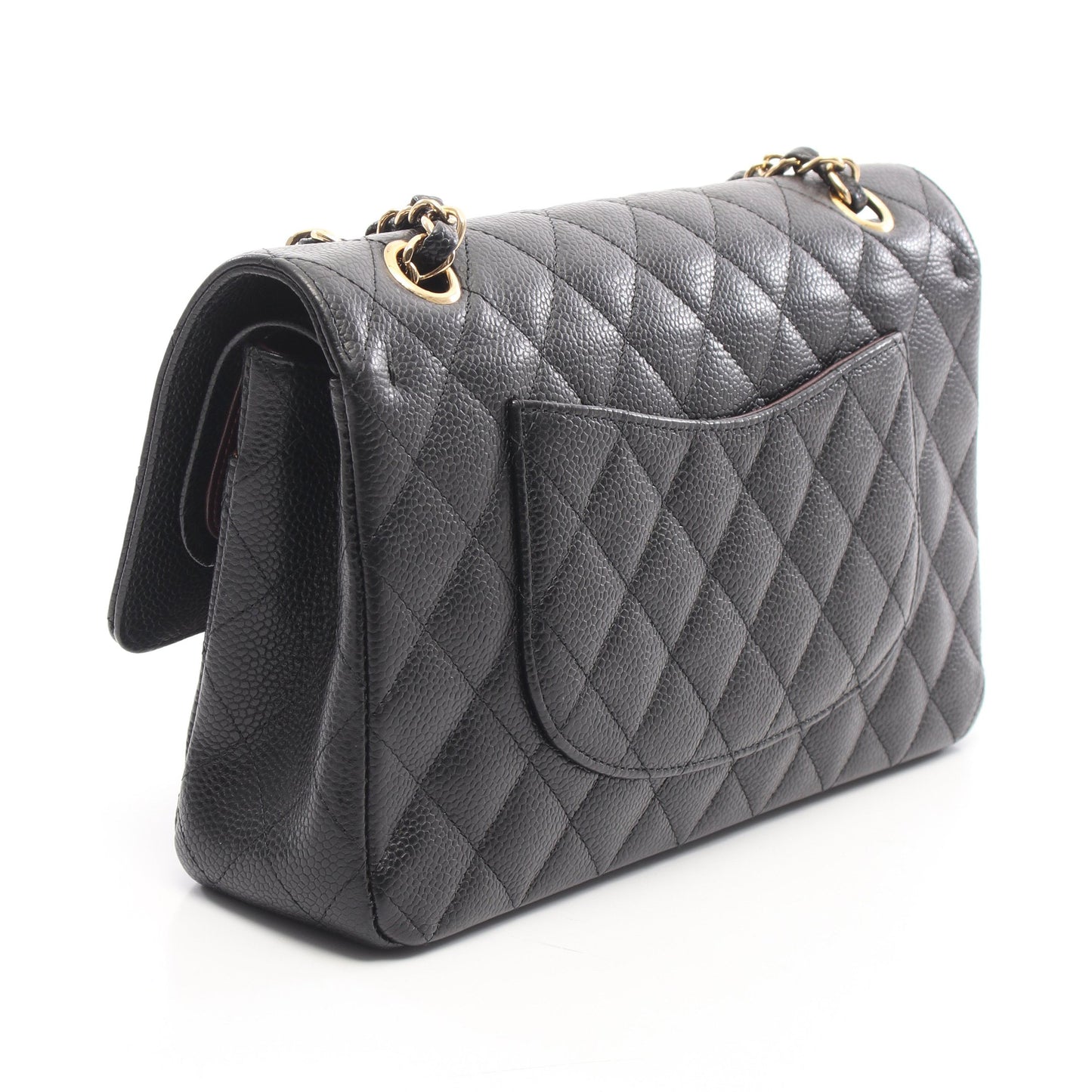 マトラッセ Wフラップ Wチェーンショルダーバッグ キャビアスキン ブラック ゴールド金具 シャネル バッグ CHANEL