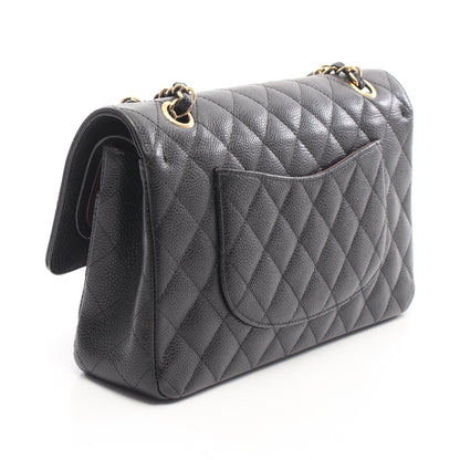 マトラッセ Wフラップ Wチェーンショルダーバッグ キャビアスキン ブラック ゴールド金具 シャネル バッグ CHANEL