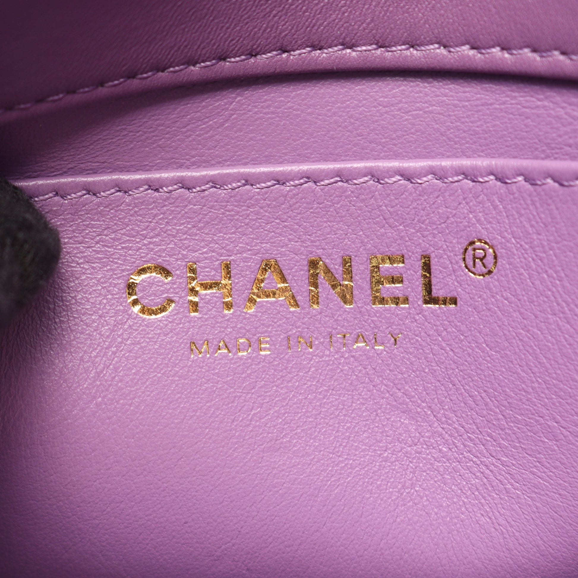 マトラッセ スモールフラップ チェーンショルダーバッグ ラムスキン パープル ゴールド金具 シャネル バッグ CHANEL