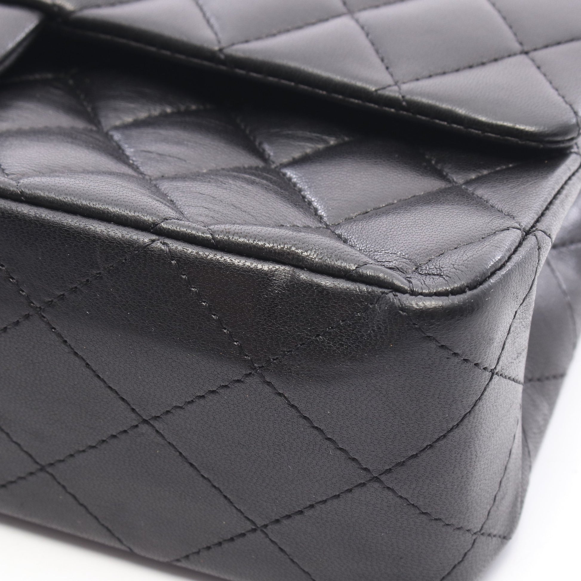 マトラッセ Wフラップ Wチェーンショルダーバッグ ラムスキン ブラック シルバー金具 シャネル バッグ CHANEL