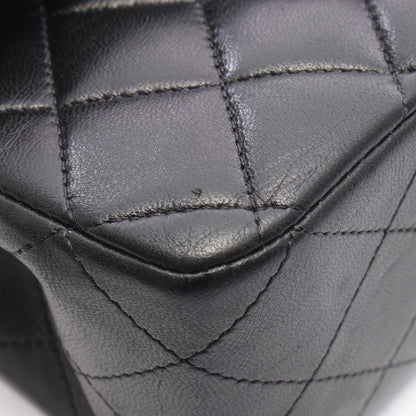 マトラッセ Wフラップ Wチェーンショルダーバッグ ラムスキン ブラック シルバー金具 シャネル バッグ CHANEL