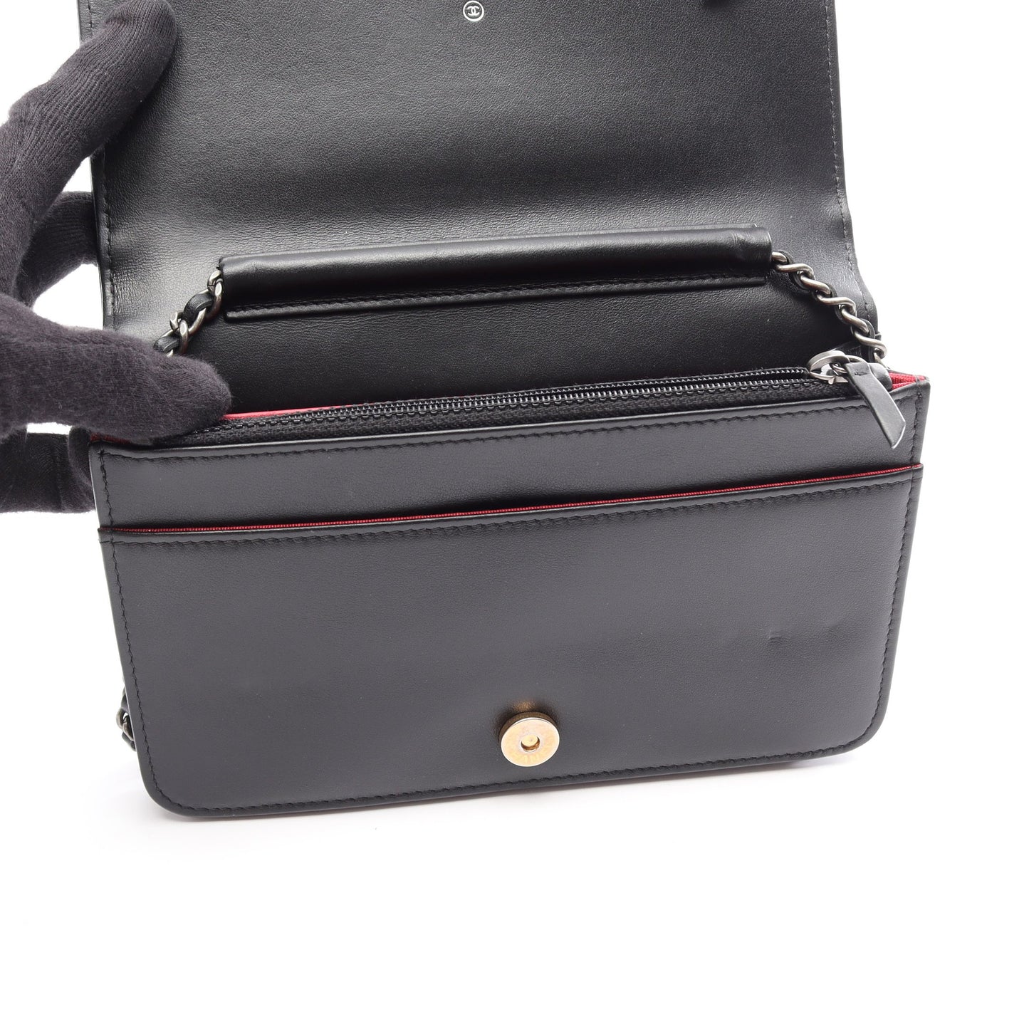 ガブリエルドゥ チェーンウォレット レザー ブラック ゴールド金具 シャネル
