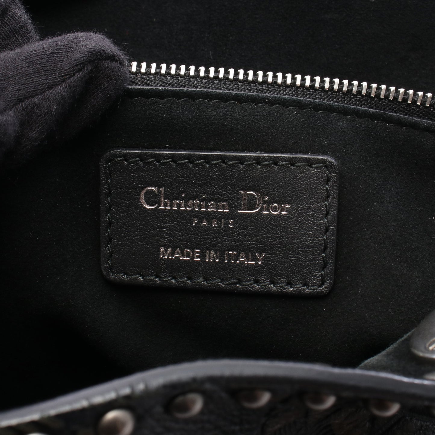 LADY DIOR レディディオール 2WAY ハンドバッグ レザー ブラック カーキグリーン クリスチャンディオール
