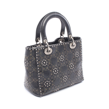 LADY DIOR レディディオール 2WAY ハンドバッグ レザー ブラック カーキグリーン クリスチャンディオール