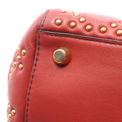 LADY DIOR レディディオール スタッズ 2WAY ハンドバッグ レザー レッドブラウン クリスチャンディオール