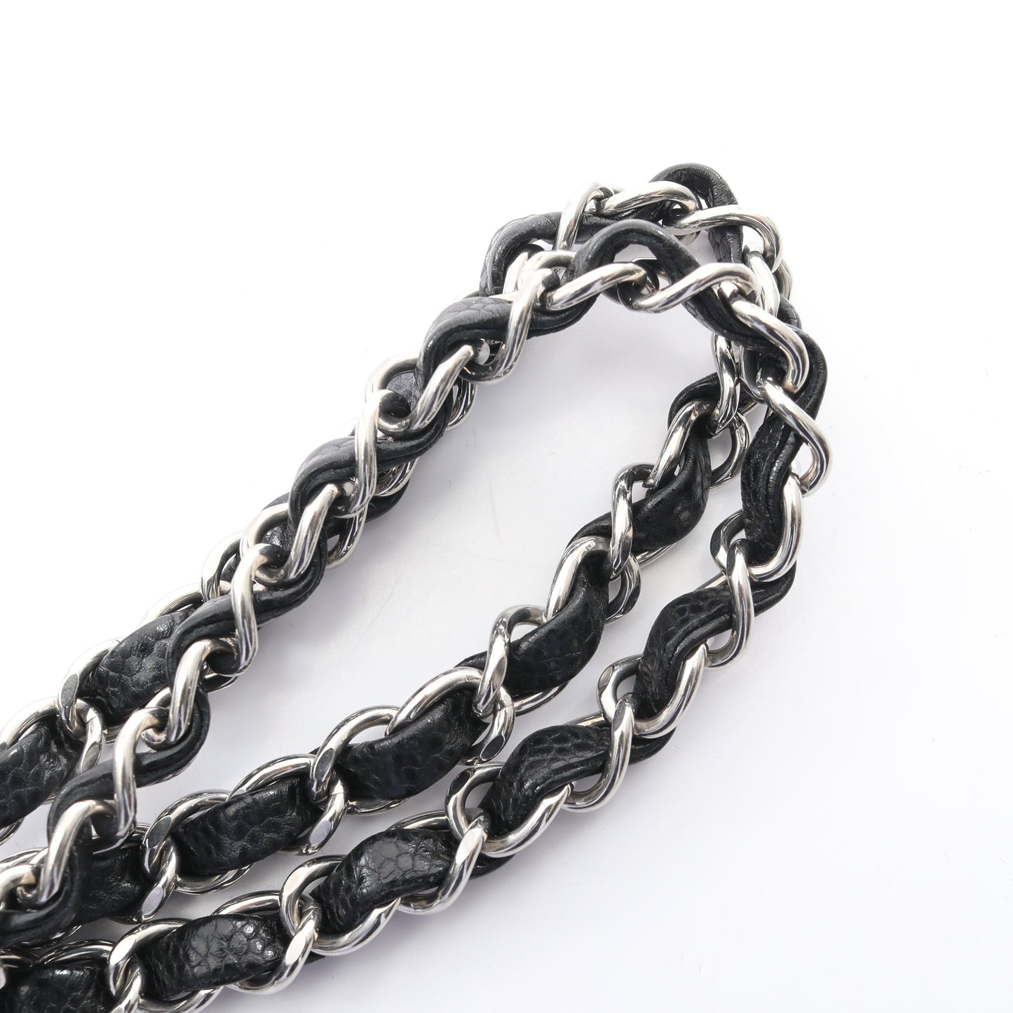 マトラッセ Wフラップ Wチェーンショルダーバッグ キャビアスキン ブラック シルバー金具 シャネル バッグ CHANEL