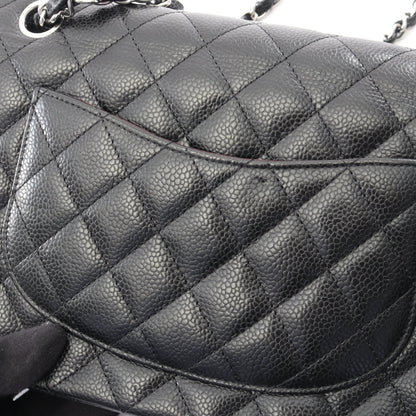 マトラッセ Wフラップ Wチェーンショルダーバッグ キャビアスキン ブラック シルバー金具 シャネル バッグ CHANEL