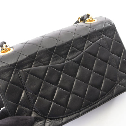 マトラッセ チェーンハンドバッグ ラムスキン ブラック ゴールド金具 ヴィンテージ シャネル