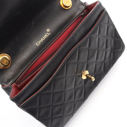 マトラッセ チェーンハンドバッグ ラムスキン ブラック ゴールド金具 ヴィンテージ シャネル