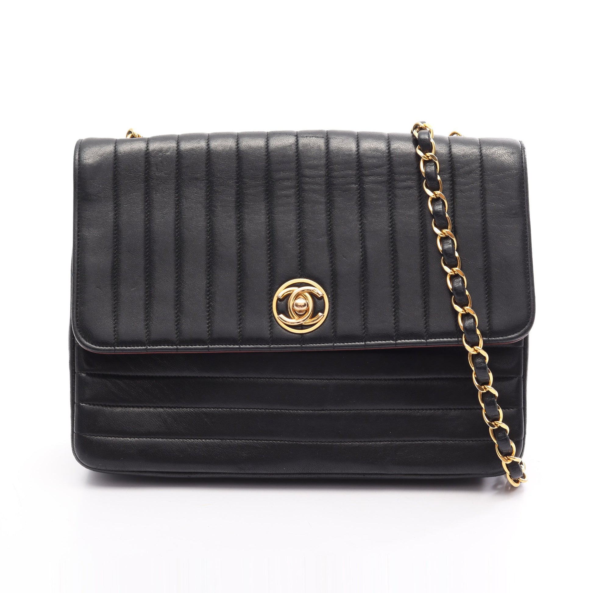 マドモアゼル チェーンショルダーバッグ ラムスキン ブラック ゴールド金具 シャネル バッグ CHANEL