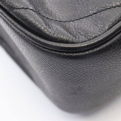 Vステッチ バニティ チェーンショルダーバッグ キャビアスキン ブラック ゴールド金具 ヴィンテージ シャネル バッグ CHANEL