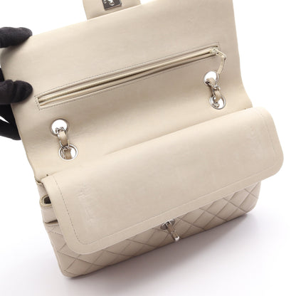マトラッセ Wフラップ Wチェーンショルダーバッグ ラムスキン ライトグレー シルバー金具 シャネル バッグ CHANEL