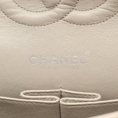 マトラッセ Wフラップ Wチェーンショルダーバッグ ラムスキン ライトグレー シルバー金具 シャネル バッグ CHANEL