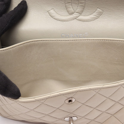 マトラッセ Wフラップ Wチェーンショルダーバッグ ラムスキン ライトグレー シルバー金具 シャネル バッグ CHANEL