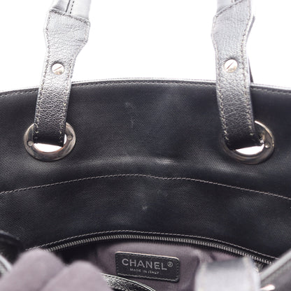 パリビアリッツPM ハンドバッグ トートバッグ コーティングキャンバス レザー ブラック シルバー金具 シャネル