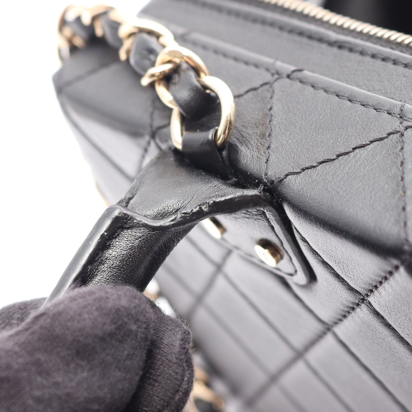 ヴァニティケース マトラッセ 2WAY チェーンショルダーバッグ レザー ブラック ゴールド金具 シャネル バッグ CHANEL