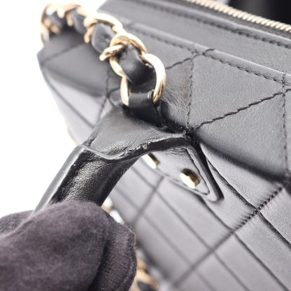 ヴァニティケース マトラッセ 2WAY チェーンショルダーバッグ レザー ブラック ゴールド金具 シャネル バッグ CHANEL