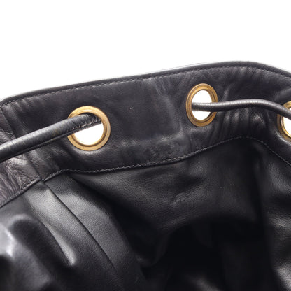 巾着 チェーンショルダーバッグ ラムスキン ブラック ゴールド金具 シャネル