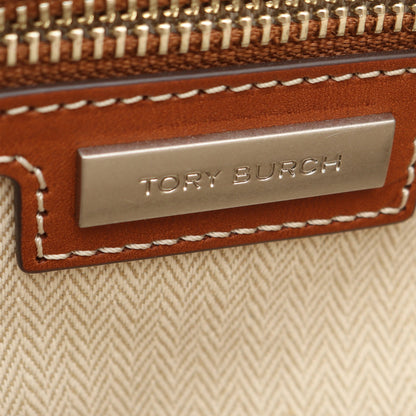 ELLA エラ ハンドバッグ トートバッグ キャンバス レザー ベージュ ブラウン トリーバーチ