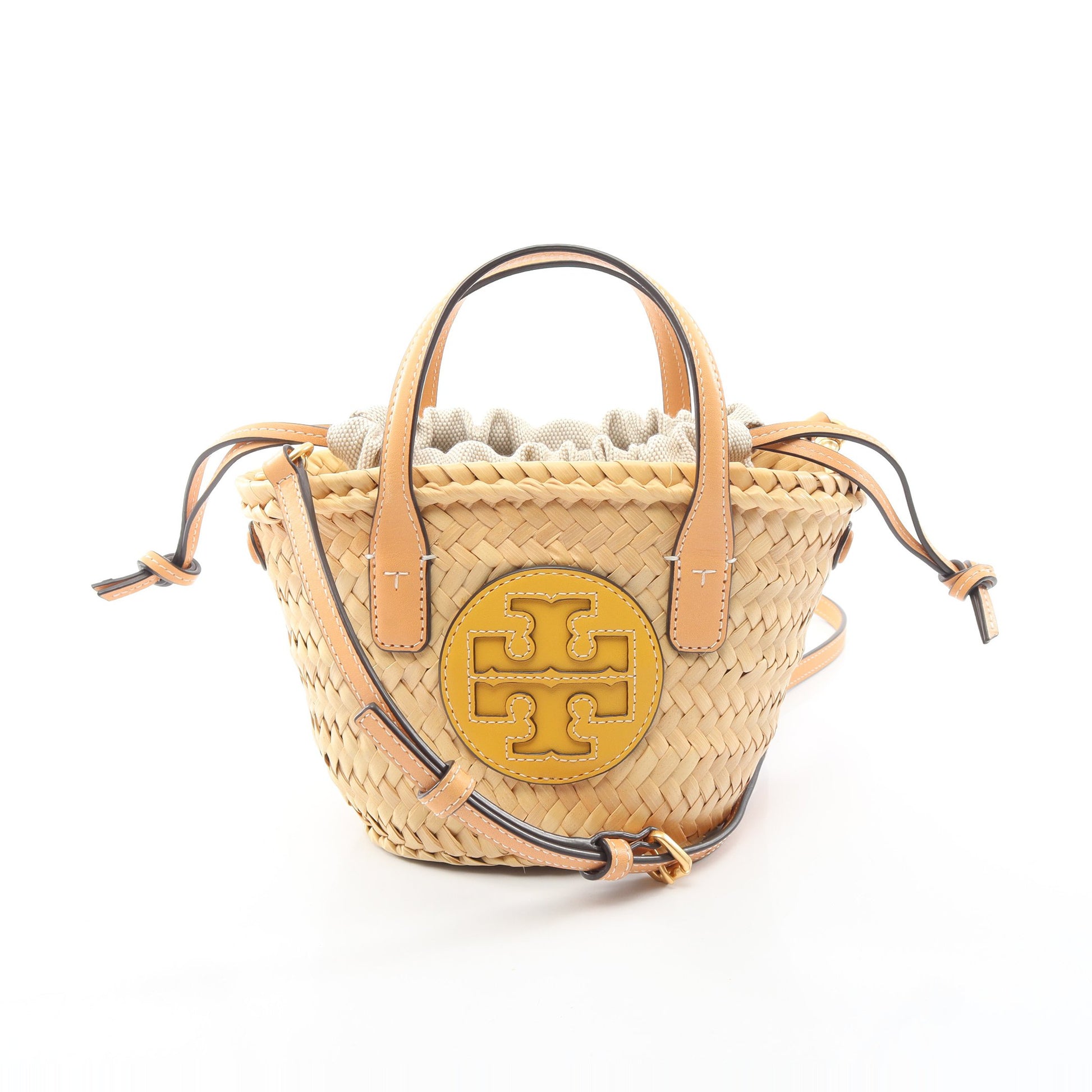 エラ 2WAY かごバッグ ハンドバッグ ストロー レザー アイボリー ライトベージュ イエロー トリーバーチ バッグ TORY BURCH