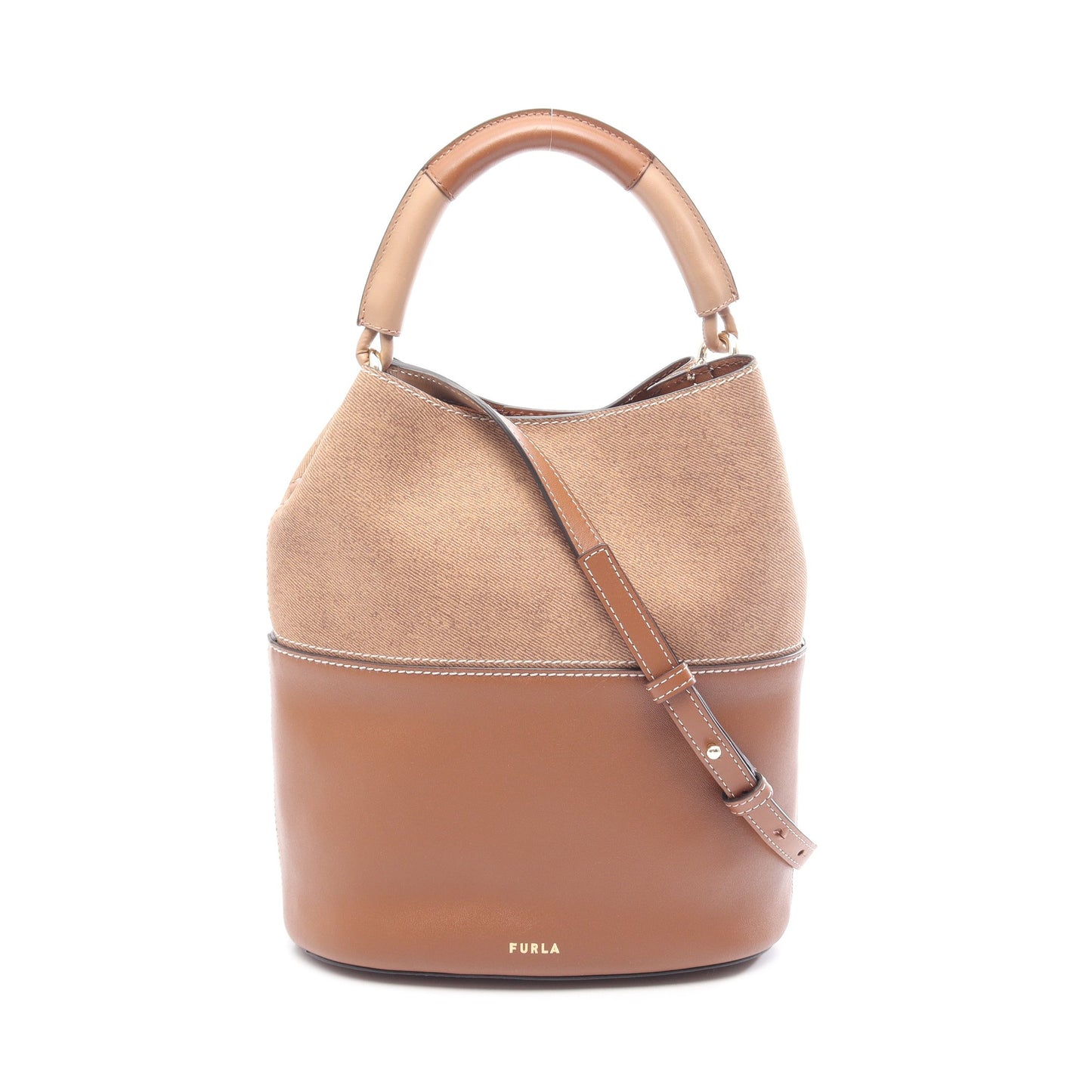 SFERA S BUCKET BAG 2WAY ハンドバッグ レザー キャンバス ブラウン フルラ