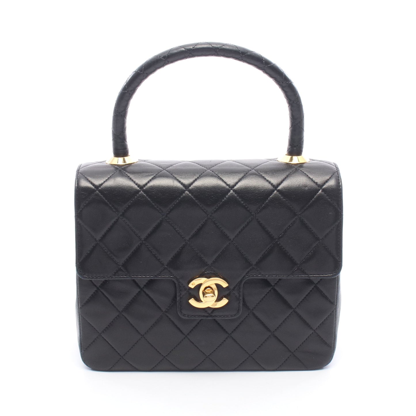 ミニマトラッセ トップハンドル ハンドバッグ ラムスキン ブラック ゴールド金具 シャネル