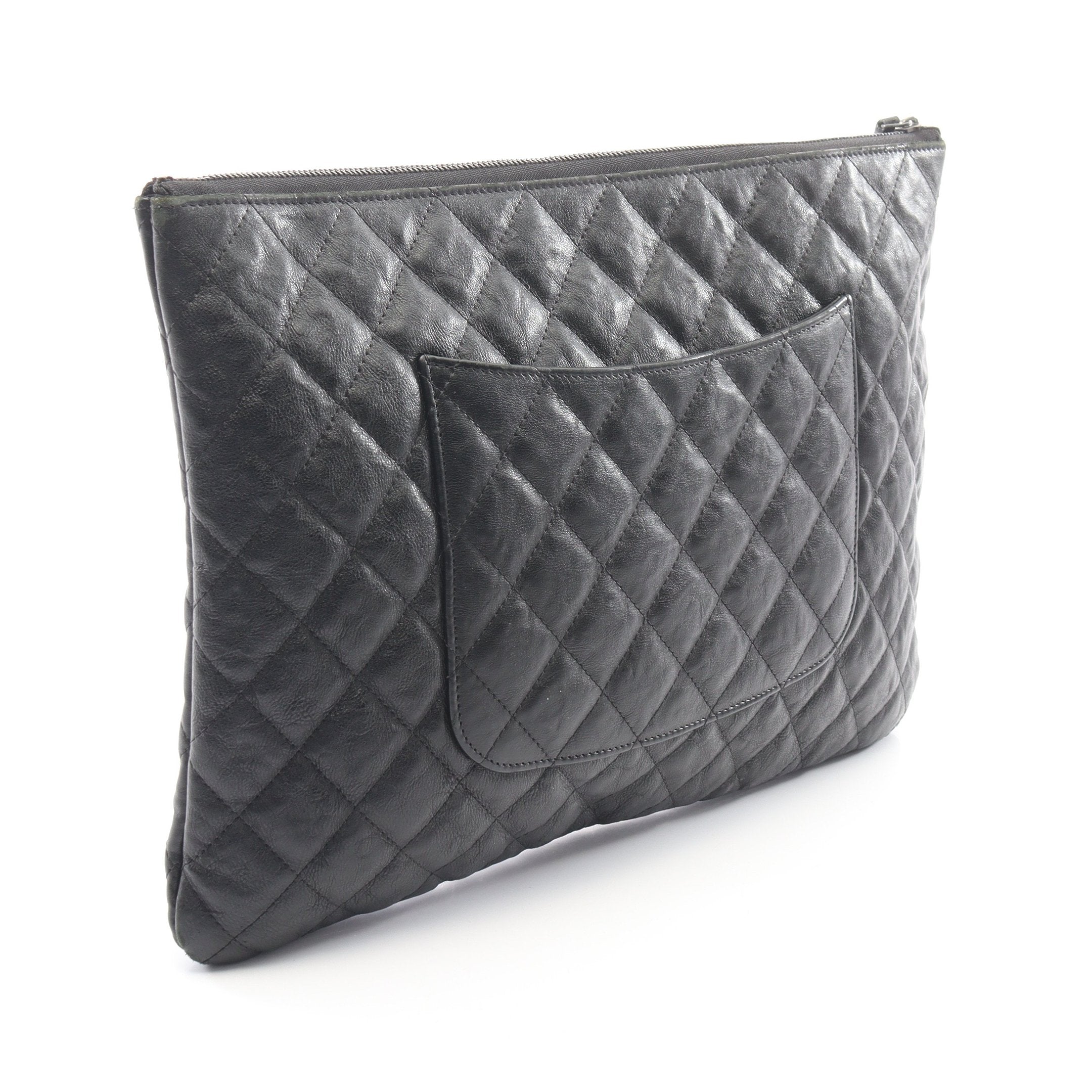 正規品 シャネル CHANEL ココマーク マトラッセ レザー クラッチバッグ マトラッセ ブラック金具 クラッチバッグ レザー ブラック シャネル