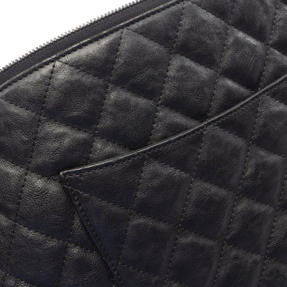 マトラッセ ブラック金具 クラッチバッグ レザー ブラック シャネル