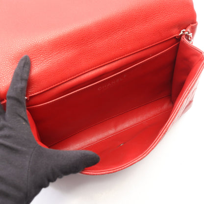 マトラッセ チェーンショルダーバッグ キャビアスキン レッド シルバー金具 シャネル
