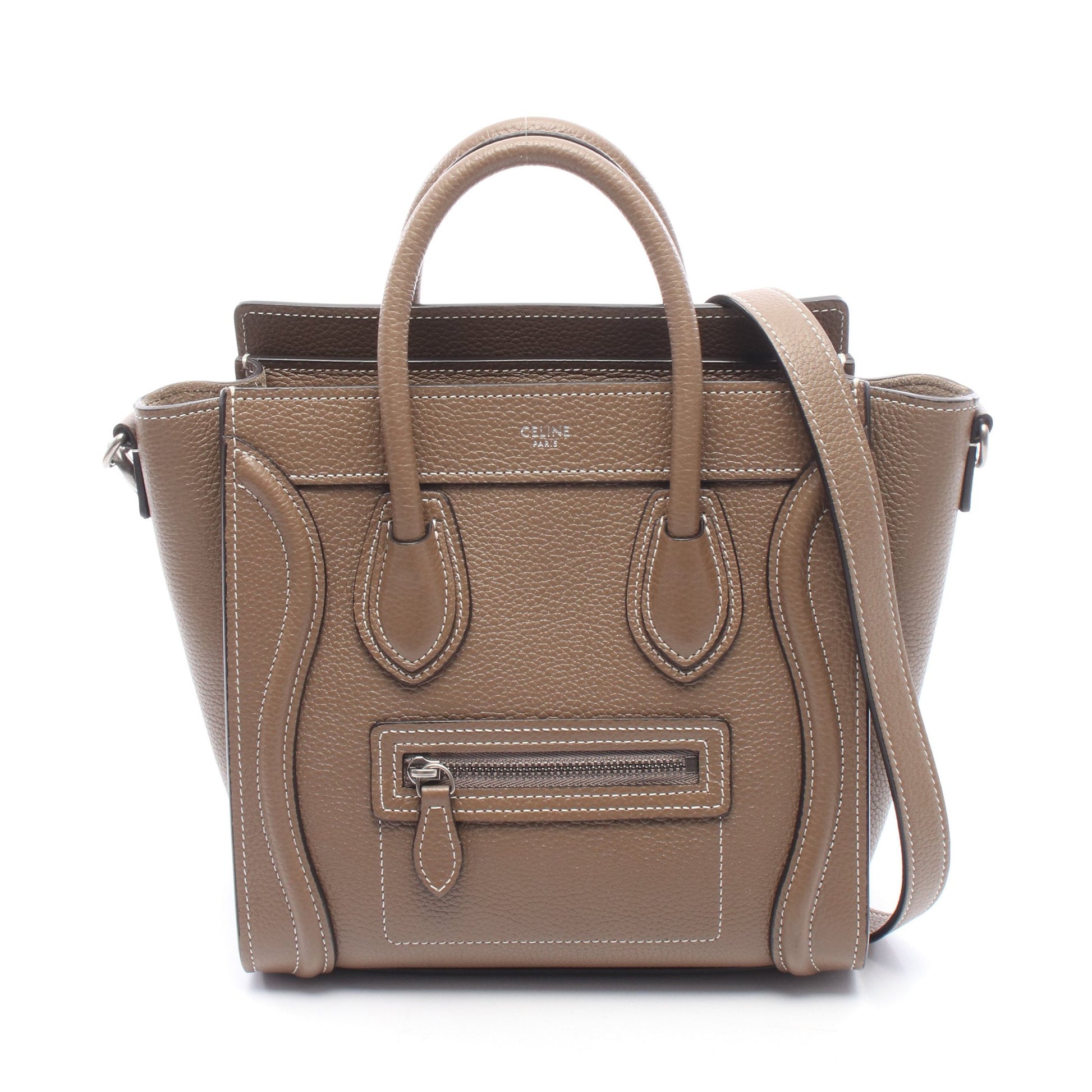 ラゲージ ナノショッパー 2WAY ハンドバッグ レザー グレーベージュ セリーヌ バッグ CELINE