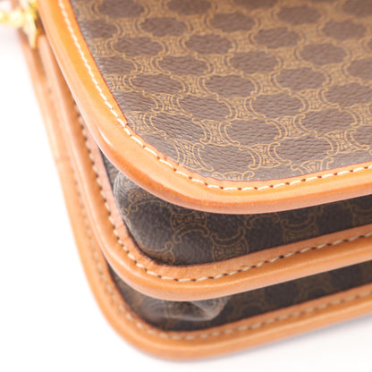 マガダム ショルダーバッグ PVC レザー ダークブラウン ブラウン セリーヌ