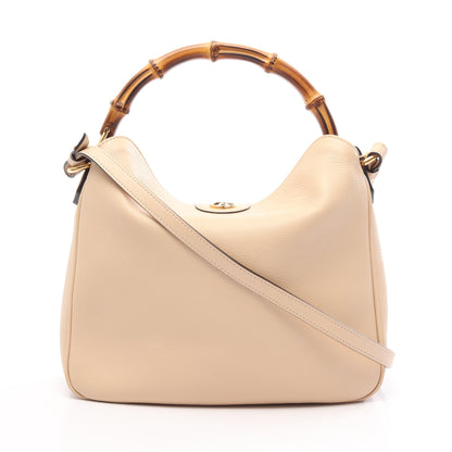 ダイアナ ミディアム バンブー 2WAY ハンドバッグ レザー ベージュ グッチ