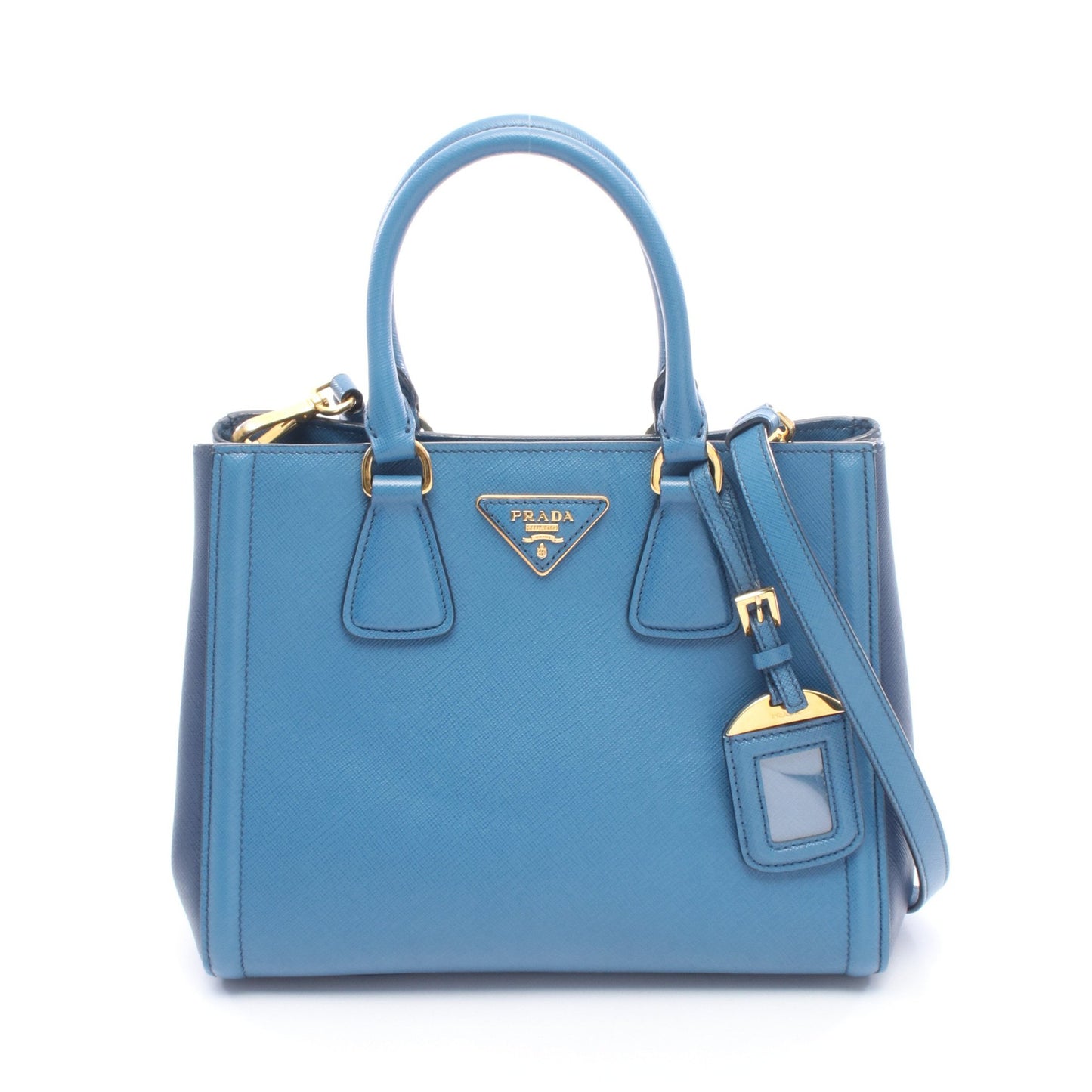 SAFFIANO LUX ガレリア 2WAY ハンドバッグ サフィアーノレザー ブルー ネイビー プラダ
