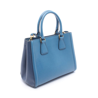 SAFFIANO LUX ガレリア 2WAY ハンドバッグ サフィアーノレザー ブルー ネイビー プラダ