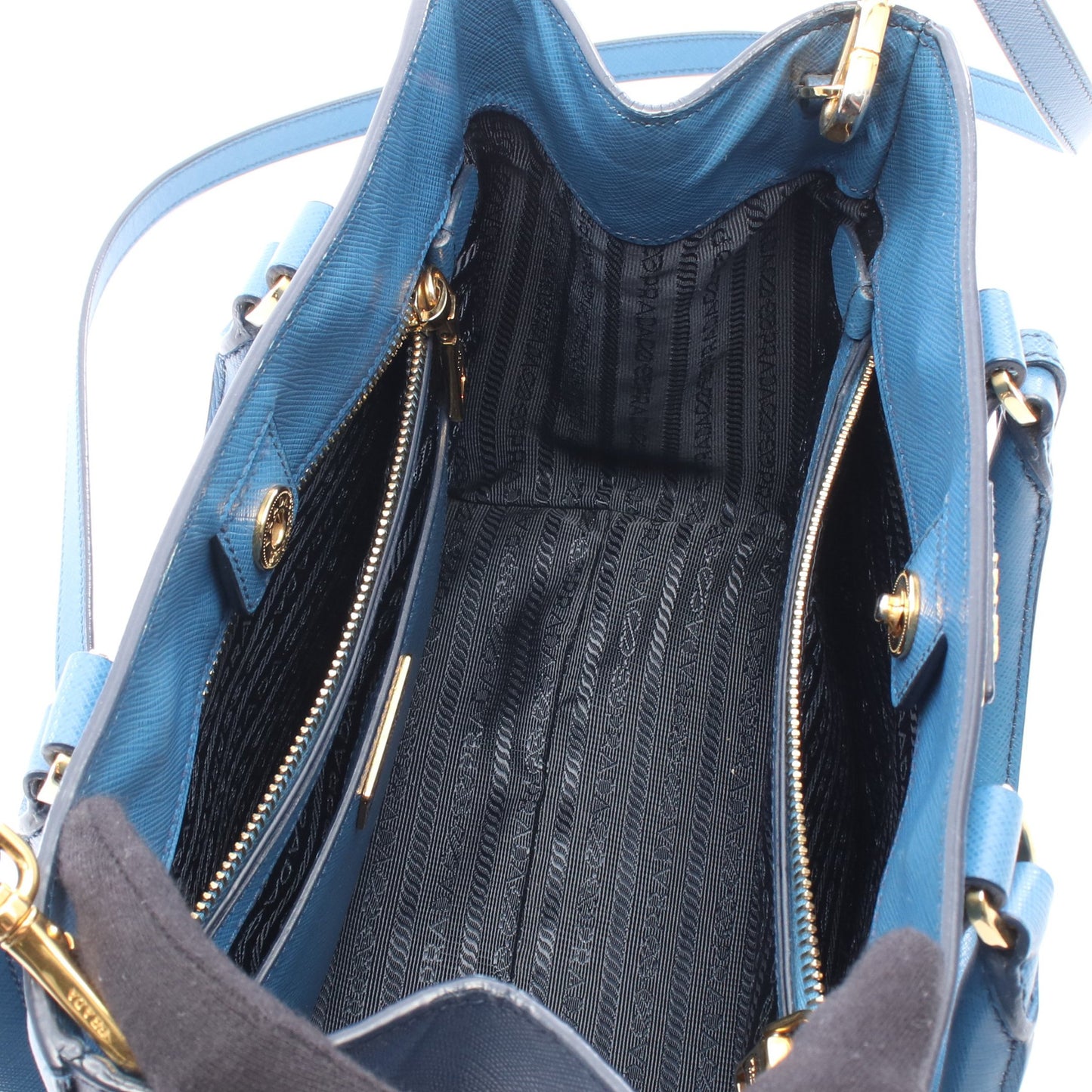 SAFFIANO LUX ガレリア 2WAY ハンドバッグ サフィアーノレザー ブルー ネイビー プラダ