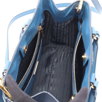 SAFFIANO LUX ガレリア 2WAY ハンドバッグ サフィアーノレザー ブルー ネイビー プラダ