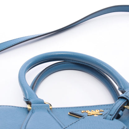 SAFFIANO LUX ガレリア 2WAY ハンドバッグ サフィアーノレザー ブルー ネイビー プラダ