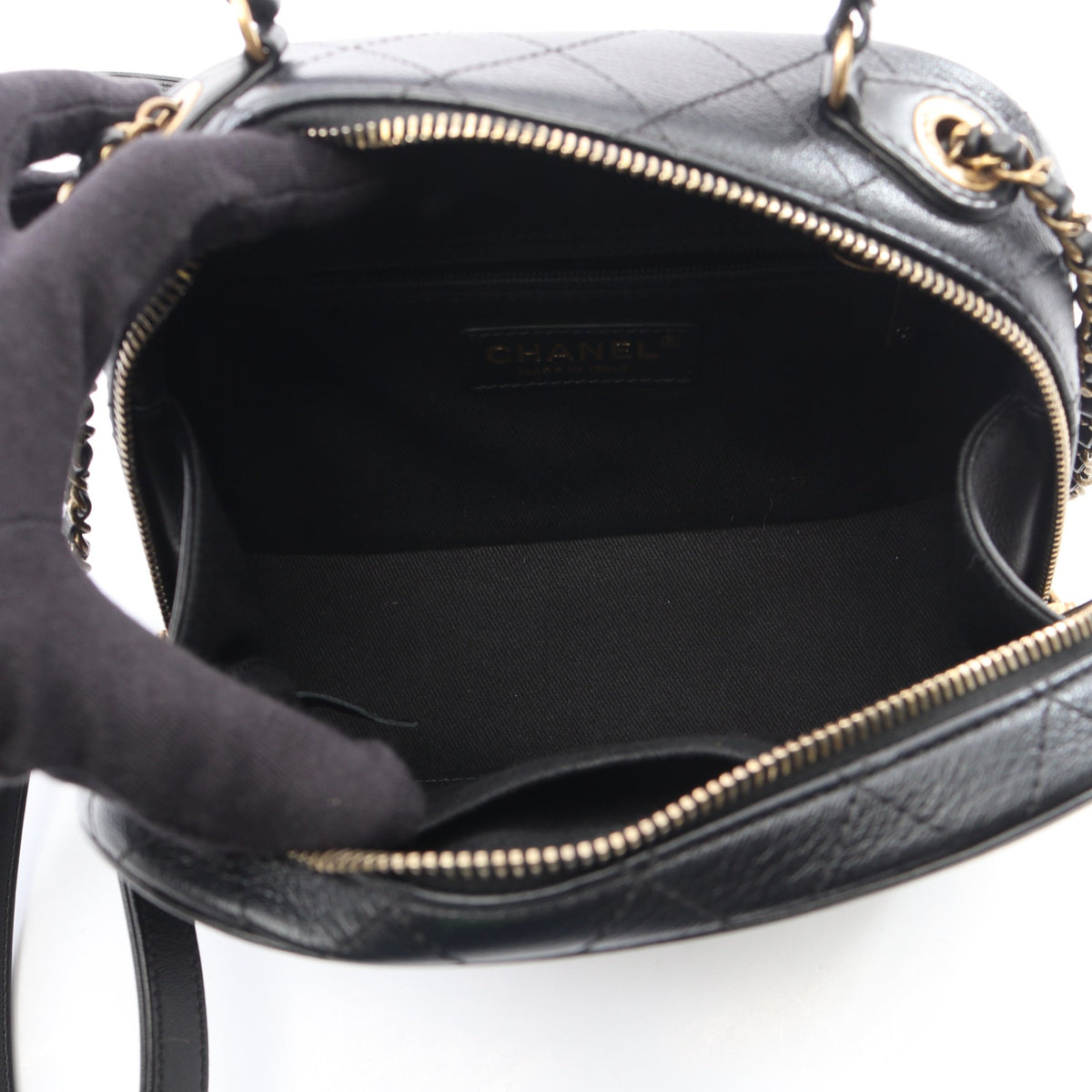 マトラッセ バニティバッグ 2WAY チェーンショルダーバッグ レザー ブラック ゴールド金具 シャネル バッグ CHANEL