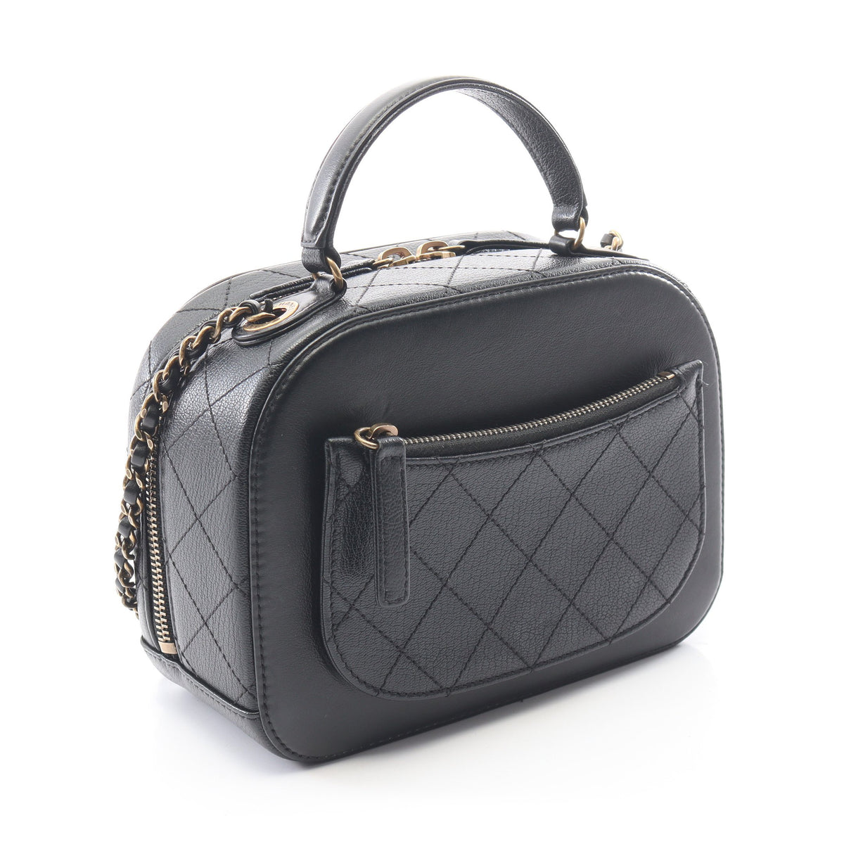 マトラッセ バニティバッグ 2WAY チェーンショルダーバッグ レザー ブラック ゴールド金具 シャネル バッグ CHANEL