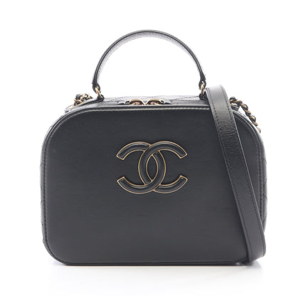 マトラッセ バニティバッグ 2WAY チェーンショルダーバッグ レザー ブラック ゴールド金具 シャネル バッグ CHANEL