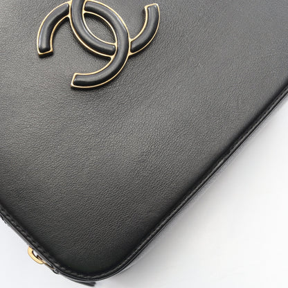マトラッセ バニティバッグ 2WAY チェーンショルダーバッグ レザー ブラック ゴールド金具 シャネル バッグ CHANEL