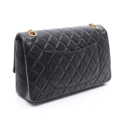 2.55 マトラッセ Wフラップ Wチェーンショルダーバッグ エイジドカーフスキン ブラック ゴールド金具 シャネル バッグ CHANEL