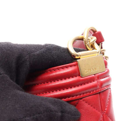 ボーイシャネル 2WAY チェーンショルダーバッグ ラムスキン レッド ゴールド金具 シャネル