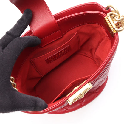 ボーイシャネル 2WAY チェーンショルダーバッグ ラムスキン レッド ゴールド金具 シャネル