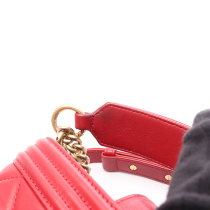 ボーイシャネル 2WAY チェーンショルダーバッグ ラムスキン レッド ゴールド金具 シャネル