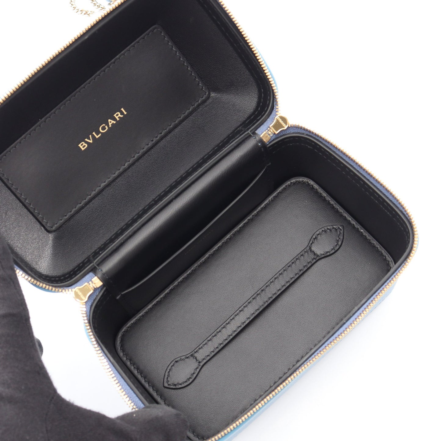 Serpenti Forever セルペンティ フォーエバー 2WAY バニティバッグ レザー ライトブルー ブルガリ