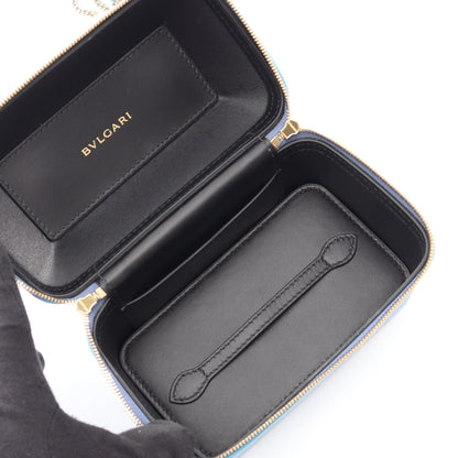 Serpenti Forever セルペンティ フォーエバー 2WAY バニティバッグ レザー ライトブルー ブルガリ