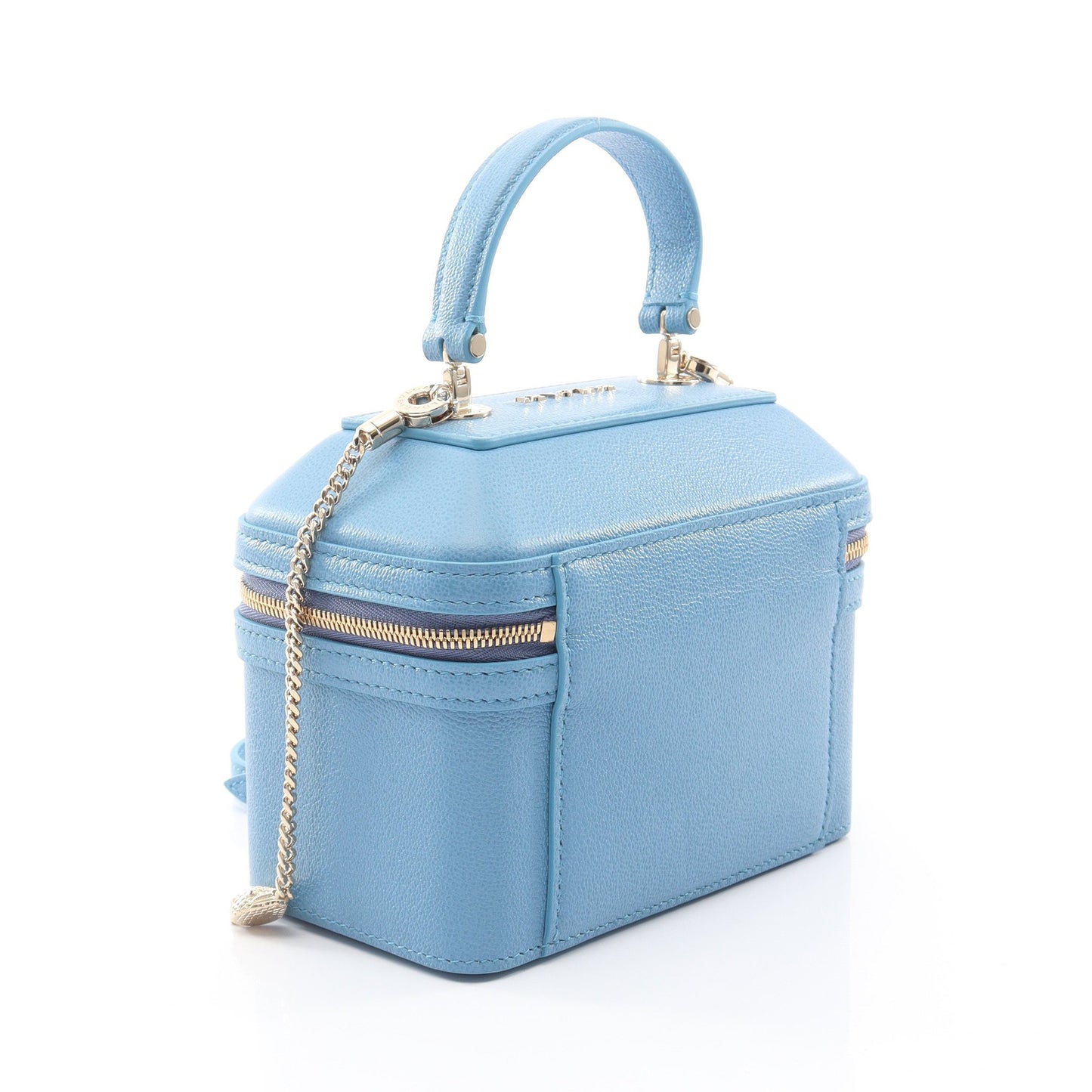 Serpenti Forever セルペンティ フォーエバー 2WAY バニティバッグ レザー ライトブルー ブルガリ