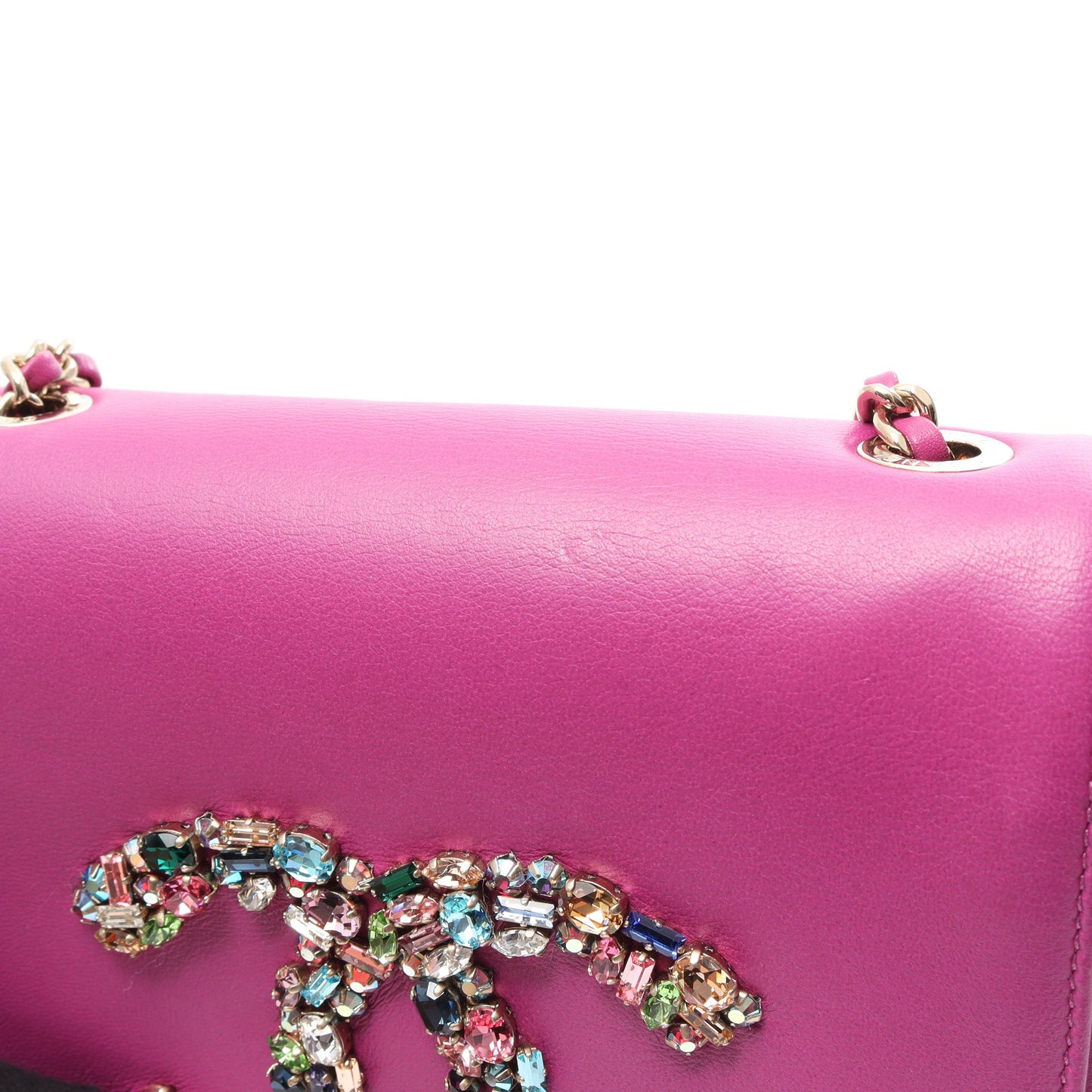 ココマーク ジャイアント クリスタル チェーンショルダーバッグ ラムスキン パープル ゴールド金具 シャネル